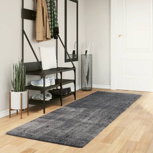 vidaXL Килим HUARTE с къс косъм, мек и миещ се, антрацит, 80x250 см (374997)