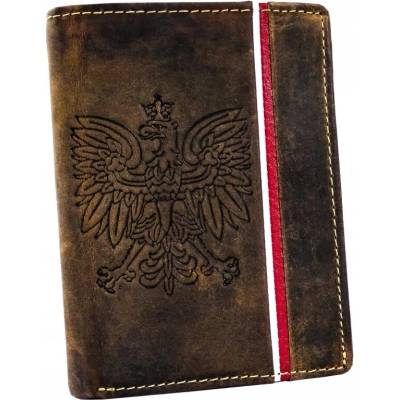 Pánska kožená peňaženka z byvolej kože s orlom Vlastenecká Hnedá RFID