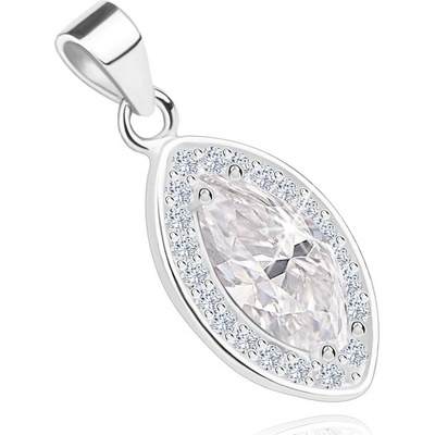 Šperky Eshop Přívěsek ze stříbra větší zrno, zirkonová kontura třpytivý velký zirkon X15.18