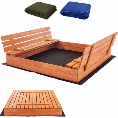 ELIS DESigN Pískoviště dřevěné s krytem/lavičkami předvrtané impregnované premium varianta: impregnované – Zbozi.Blesk.cz