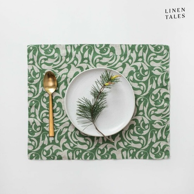 Linen Tales Ľanové prestieranie Evergreen Damask 35x45cm