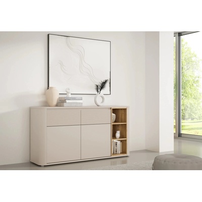 Forte Комод two, дъб маувела/пясъчно бежово, led Осветление (bthk233-m846/set)