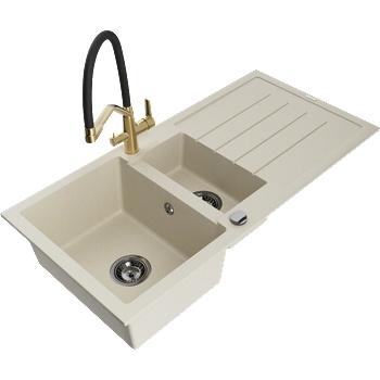 Mexen Andres гранитна мивка 1, 5 камери с отцедник и кухненски смесител Duo, (6515-69-671701-57-B)