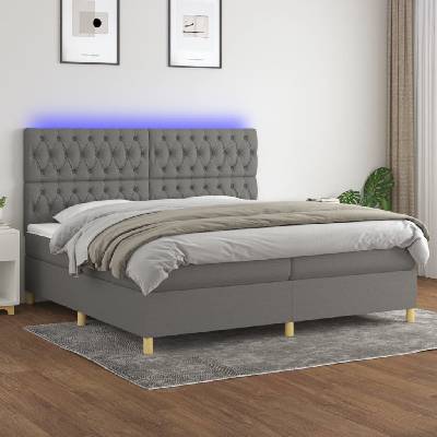 Petrashop 3135702 boxspring postel s matrací a LED tmavě šedá textil