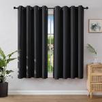Joydeco Thermal Curtain Cold Protection with Eyelets Pack of 2 H 175 x W 140 Curtains Opaque Black Blackout Curtains Eyelets Thermal Curtains Blackout Curtain Thermal Heat Insulating Bedroom - EJ21001-BL-175-