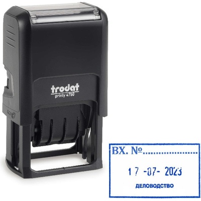 Датник правоъг Trodat printy date+text 4750 Син (1924020-06)