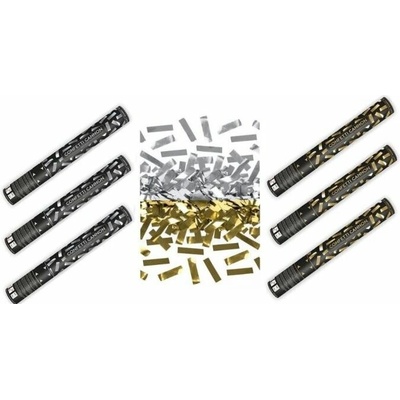 Párty konfety Sada 6 ks, 40 cm, zlaté stříbrné metalické silvestr 8595596318261