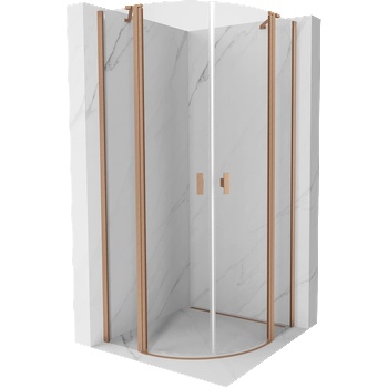 Mexen Mist кръгла душ кабина отваряема 90 x 90 см, прозрачна, четкана мед (8A32-090-090-65-00)