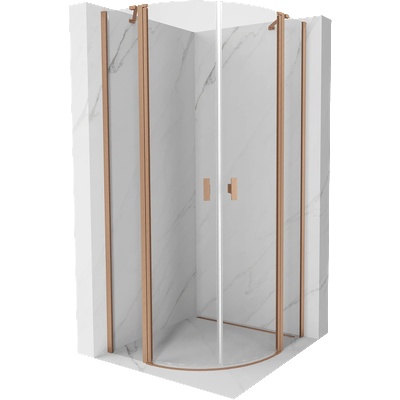 Mexen Mist кръгла душ кабина отваряема 90 x 90 см, прозрачна, четкана мед (8A32-090-090-65-00)