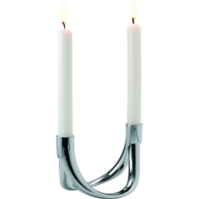 Svietnik na kónickú sviečku BOW 8 cm, na 2 sviečky, strieborná, Philippi