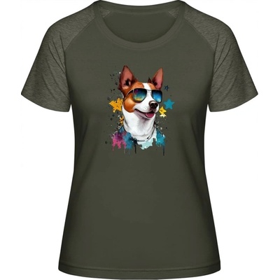 MyMate Predĺžené Tričko MY120 Dizajn č 1 Dog Superstar Olive Heather Olive