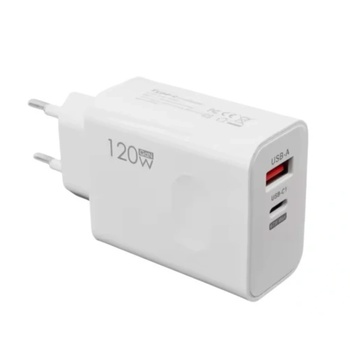 Зарядно устройство за електрическата мрежа с мощност до 120 w, бяло usb-c / usb-a