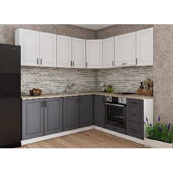 Ъглова кухня Soft Premier 3 МДФ бял и МДФ графит