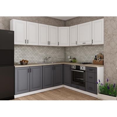 Ъглова кухня Soft Premier 3 МДФ бял и МДФ графит