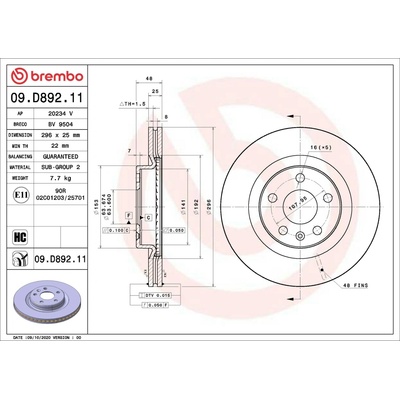 Brzdový kotúč BREMBO 09.D892.11 (09D89211)