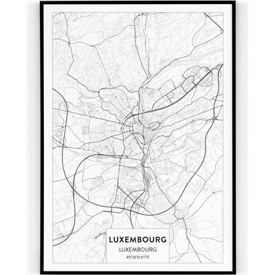Plakát / Obraz Mapa Luxembourg 30 x 40 cm Tiskové plátno