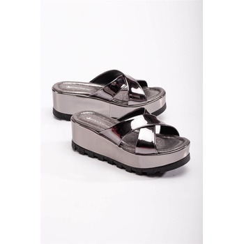 Moda Trend Дамски чехли с цяла подметка - Платинен цвят #370721 (370721_Platinum)