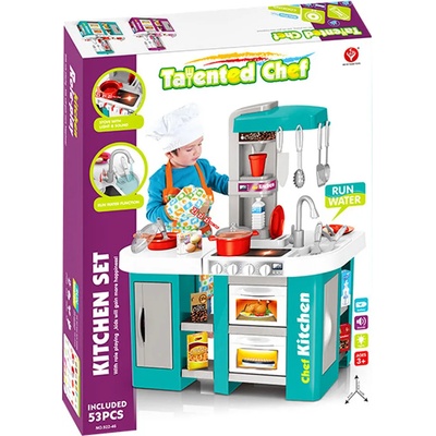 Kikky Детска кухня със светещи керамични котлони, реалистични звуци и мивка с течаща вода Kikky - Код W4484