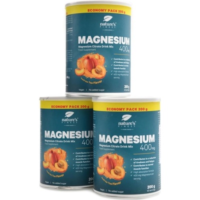 Natures Finest Magnesium drink mix 400 mg serving 3 x 200 g