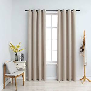 Pure Line Home Плътни завеси в цвят бежов с метални халки, 2 бр. , 140 x 245 см