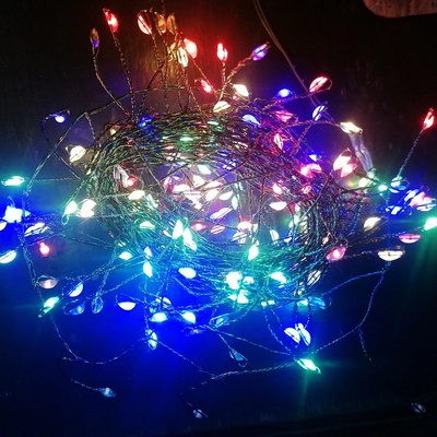 Micro LED гирлянд 100 светодиода многоцветен, зелен кабел 10м. К12