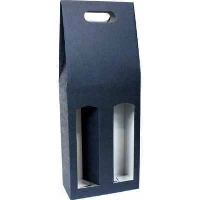 Krabice dárková na víno, 2 láhve, 16,5x8,2x40 cm, modrá