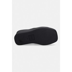 Calvin Klein чехли със скосена платформа дамски от кожа WEDGE 70 SNDL MULE LTH
