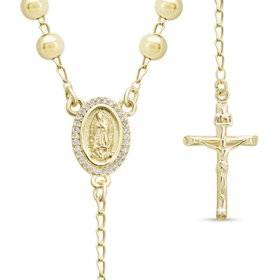 Biju Pozlacený růženec 14k ovál se zirkony, kuličky 3002194