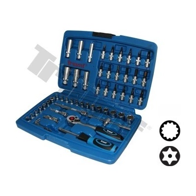 TRIUMF Gola sada 1/4" 53 dielna s vŕtanými torx nástavcami, 12hr. hlavice