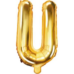 PartyDeco Балон от фолио Mini - Буква U 35см златен