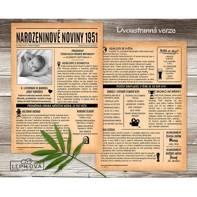 Narozeninové noviny 1951 – jednostranné až čtyřstranné