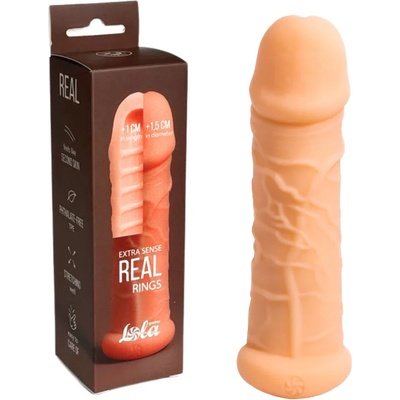 Пенис уголемител, вътрешен релеф за двойна наслада, 15, 5см. - Real Rings (7013-01LOLA)