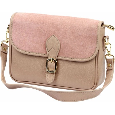 Luka dámska kožená crossbody kabelka púdrovoružová na plece 25-036-2