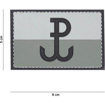 Gumová nášivka 101 Inc vlajka Polish Special Forces - šedá