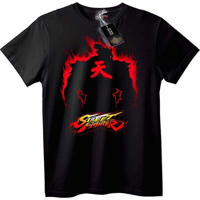 NOONEBRAND Тениска Street Fighter с Червен Пламък - 2XL, White
