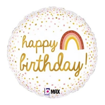 Grabo Фолиев Балон "Happy Birthday" Бохо-Стил с Дъга