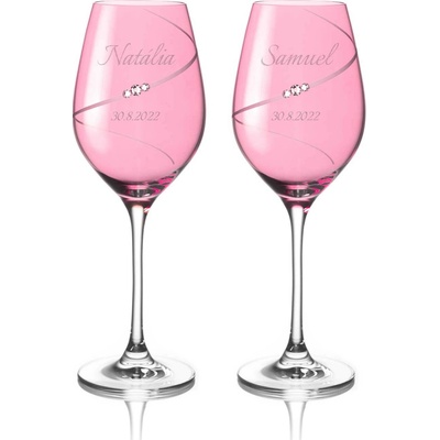 Diamante poháre na biele víno Silhouette City Pink s kamienkami Swarovski 2 x 360 ml