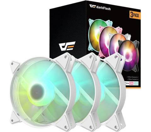 Darkflash C6 ARGB Computer Fan Set 3in1 white