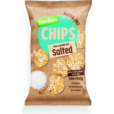 Benlian Rice Chips chipsy z kukuřice a hnědé rýže s mořskou solí 60 g