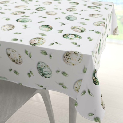 Biante Teflonový čtvercový ubrus TF-136 Zelené květované kraslice na bílém 140x140 cm