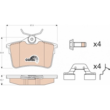 Sada brzdových platničiek kotúčovej brzdy ( na jednu nápravu) TRW GDB1799 GDB1799