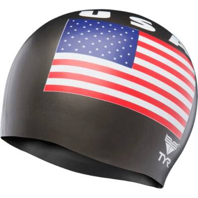 Tyr Latex Swim Cap USA Čierna