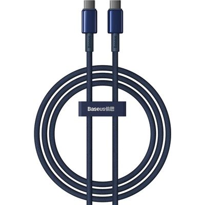 Baseus Кабел за данни / зареждане - Baseus Tungsten Gold P10319800321-03 - Type-C към Type-C, 100W, 480Mbps, 1m - Тъмносин