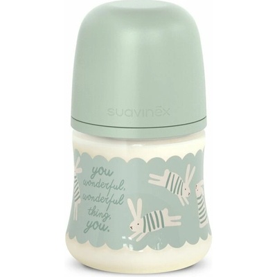 Suavinex Kojenecká láhev Wonderland fyziol průtok S zelený králík 150 ml