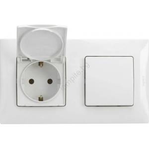 Legrand Legrand-Външна розетка за дома 250V/16A и еднополюсен ключ № 1 с рамка NILOE бяла (LR0019C)