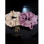 Radi handmade Сатенено скрънчи във светло виолетово и бял крем (681)