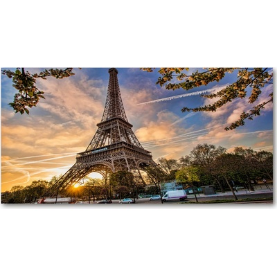 Foto obraz sklo tvrzené Eiffelova veža Paríž 100x50 cm