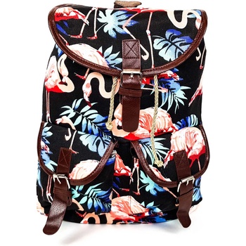 Лятна черна раница - фламинго