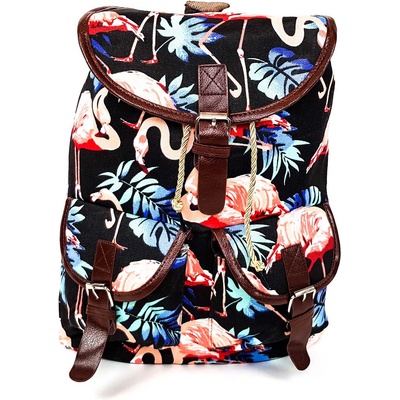 Лятна черна раница - фламинго