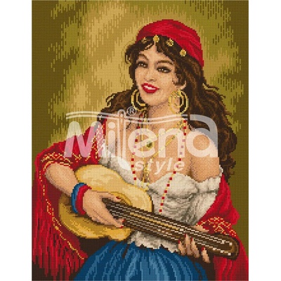 Milena Style Циганка с китара - гоблен със схема конци Ariadna 1: 4